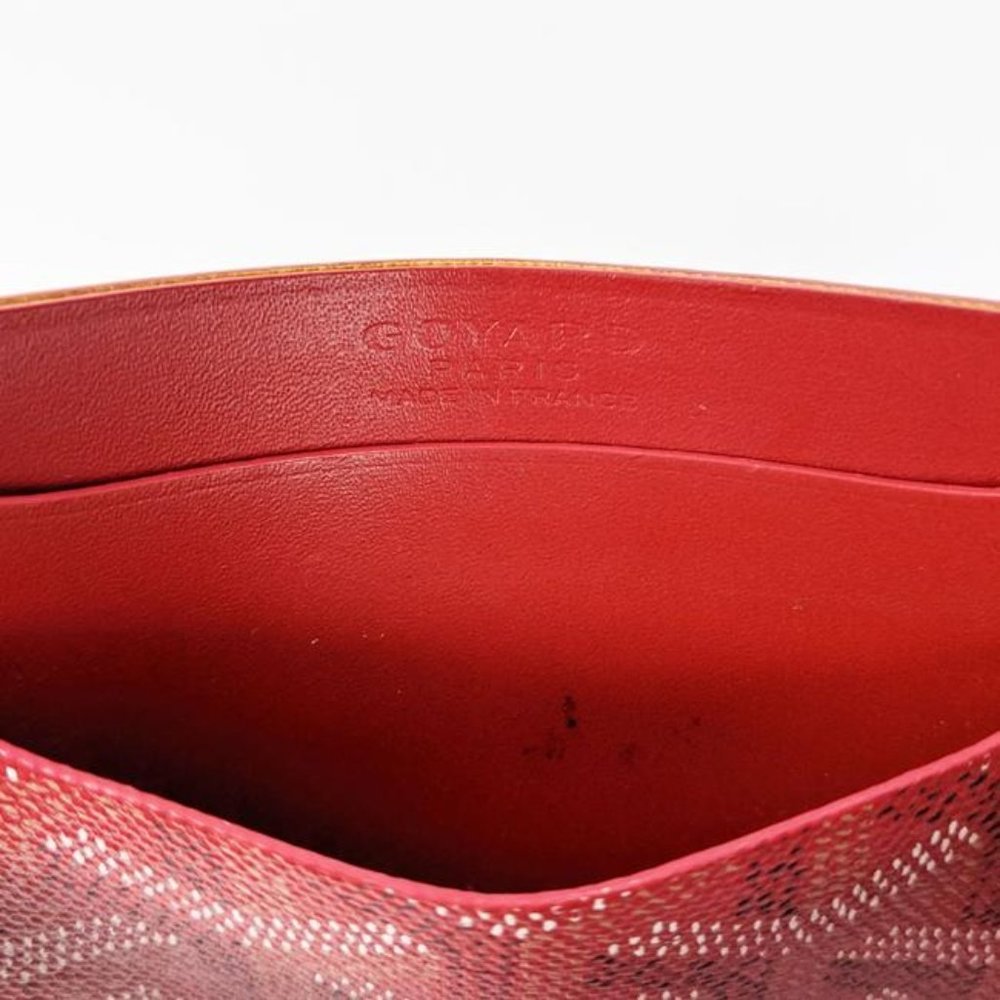 SOLD Goyard Red Sulpice Goyardine Card Holder - Picture 3 of 4